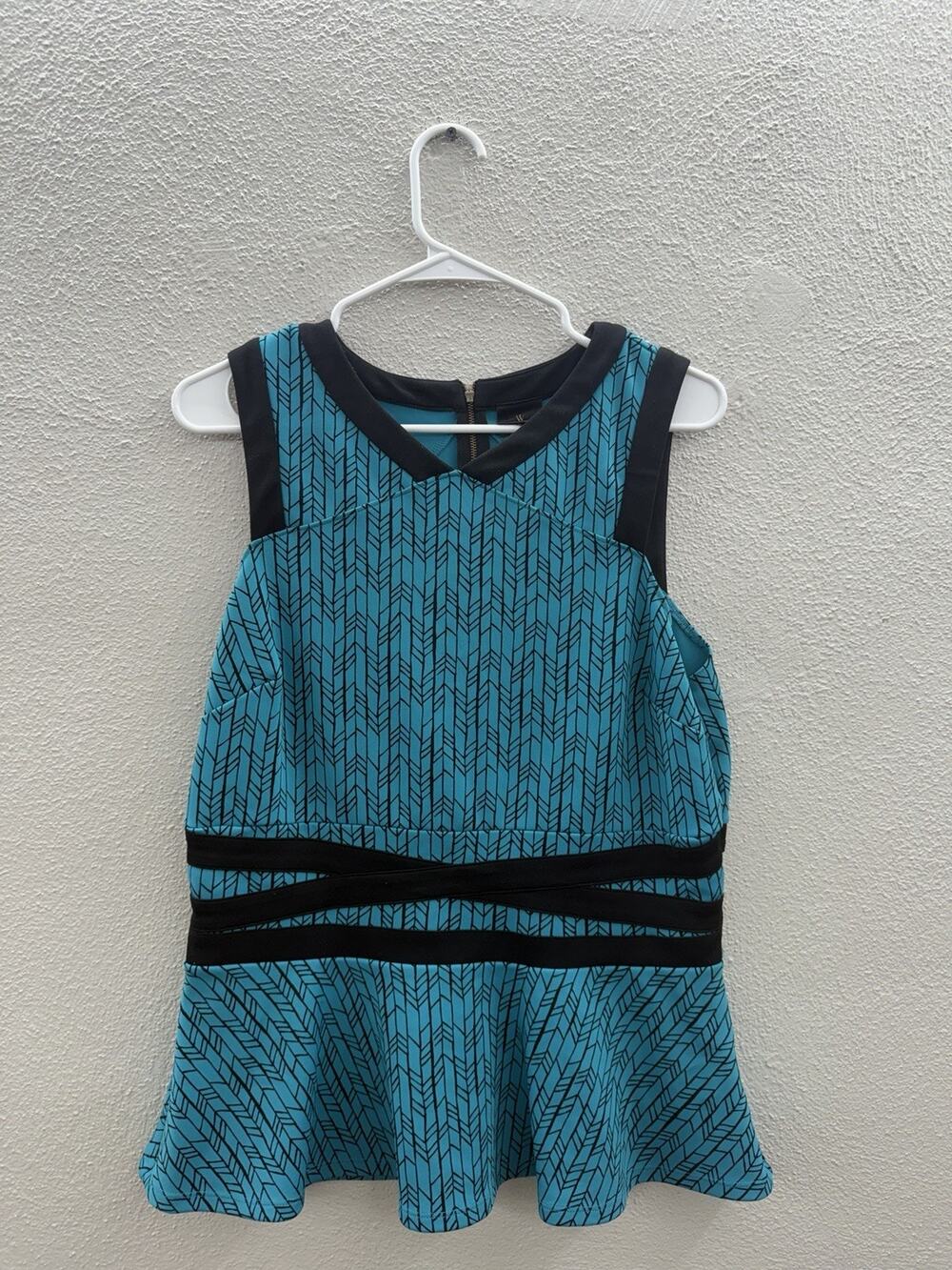 Worthington Womens Blouse Size Unknown Blue Black Sleeveless Peplum Hem
